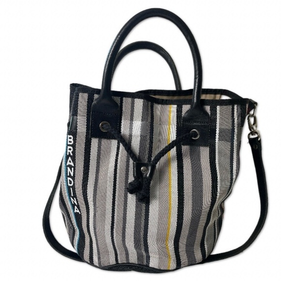 BRANDINA The Original Canvas & Leather Top Handle Crossbody Bucket Bag Tote - Picture 2 of 16